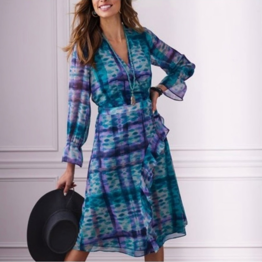 Soft Surroundings Carriage Court Dress Womens L Purple Ruffle Feminine Modest